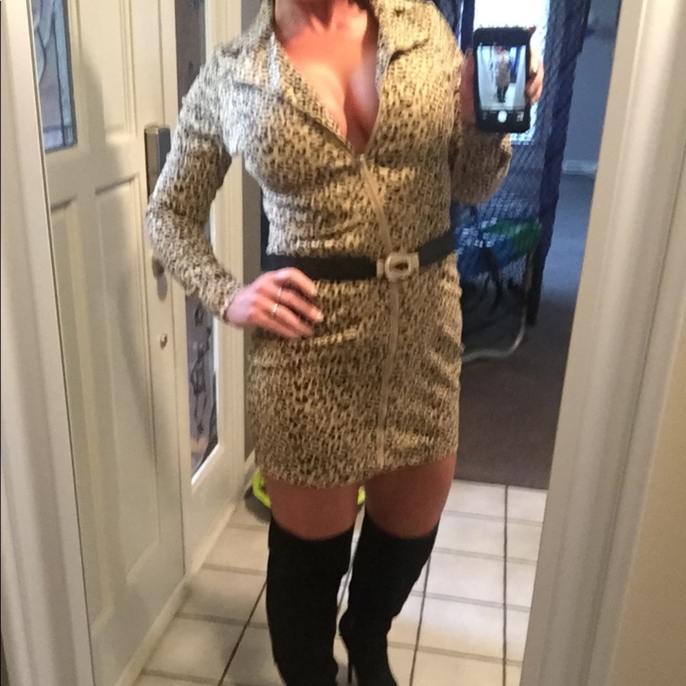 Biker style animal print dress.